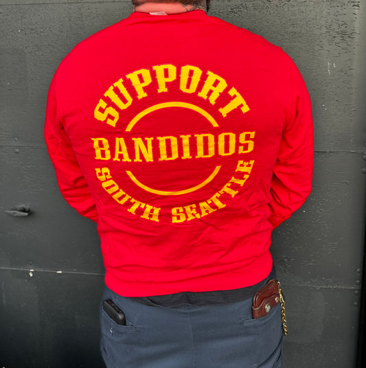 Double side support crew neck red sweater